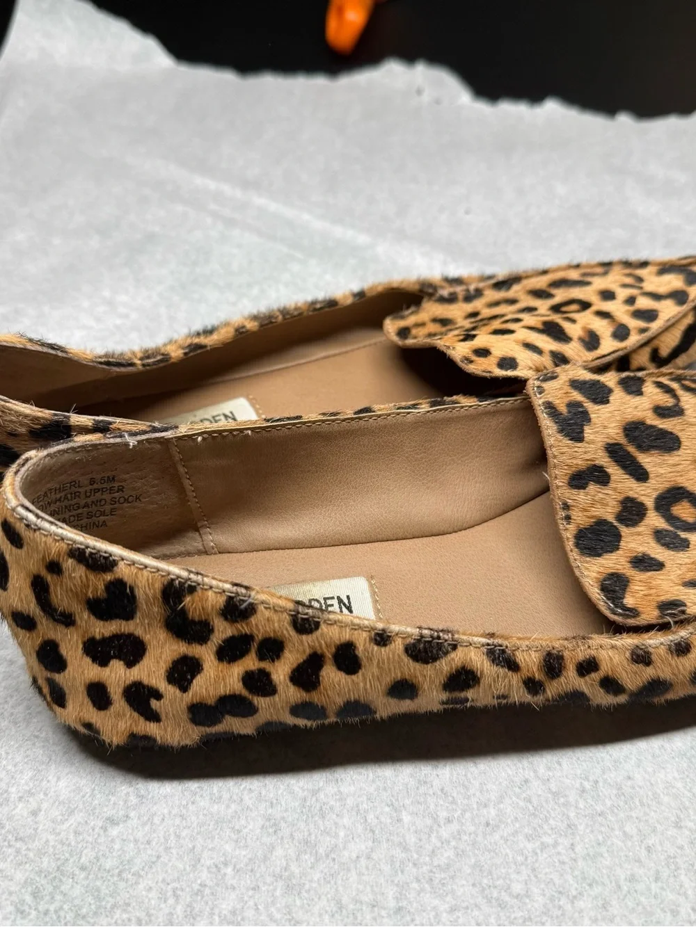 Steve Madden Leopard Print Pointed Flats - Tan & Black